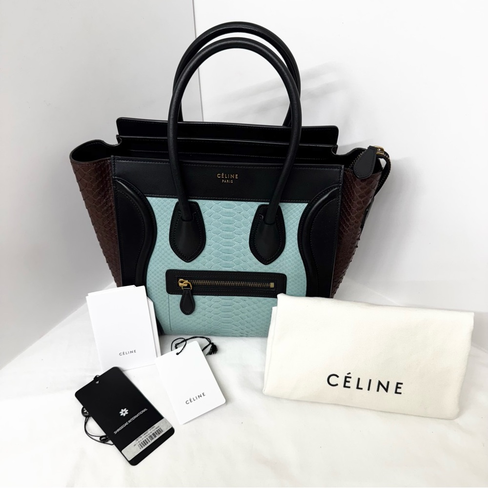 Celine Multicolor Leather And Python Luggage Bag - image 1